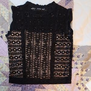 Zara Black Lace Sleeveless Top